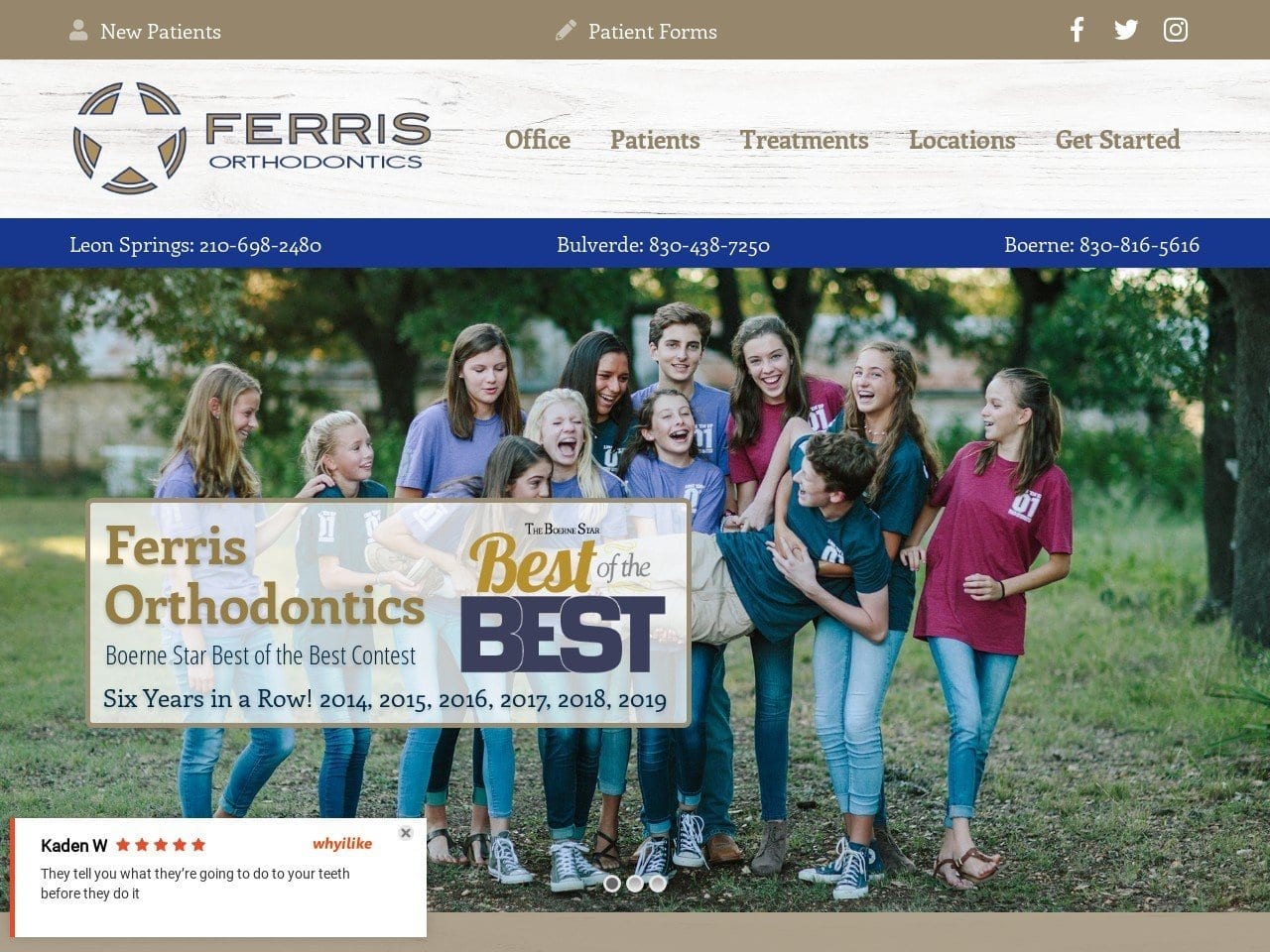 Leon Springs Orthodontics Website Screenshot from ferrisorthodontics.com