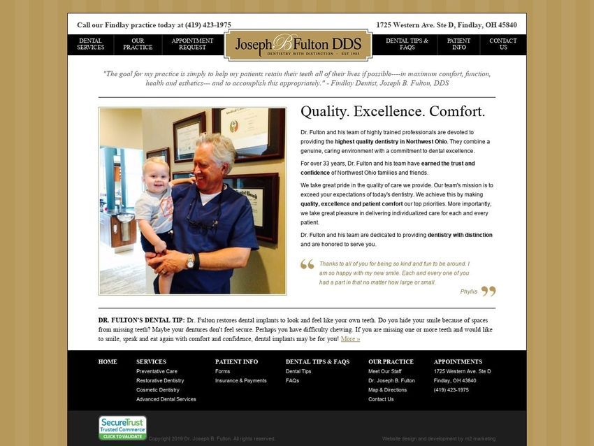 Findlay Dentistry Website Screenshot from findlaydentistry.com
