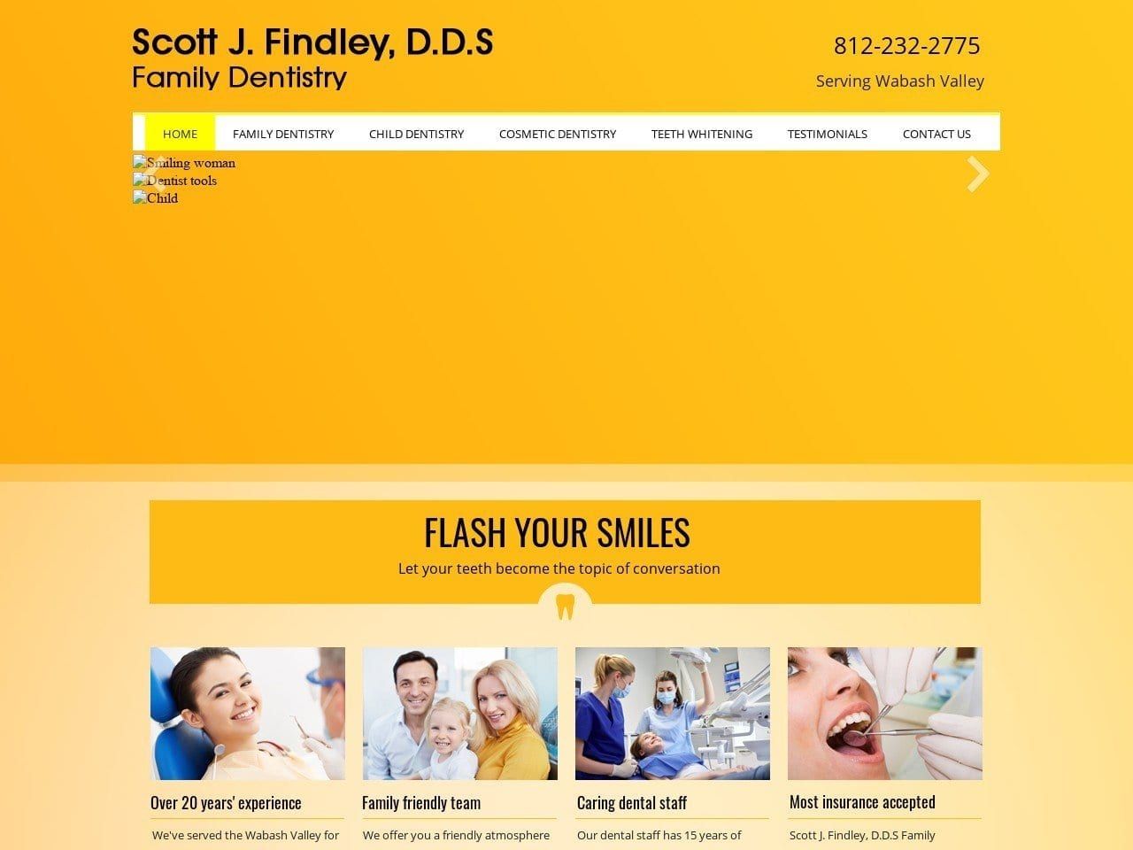 Friendly Family Dentist Website Screenshot from findleyfamilydentistry.com