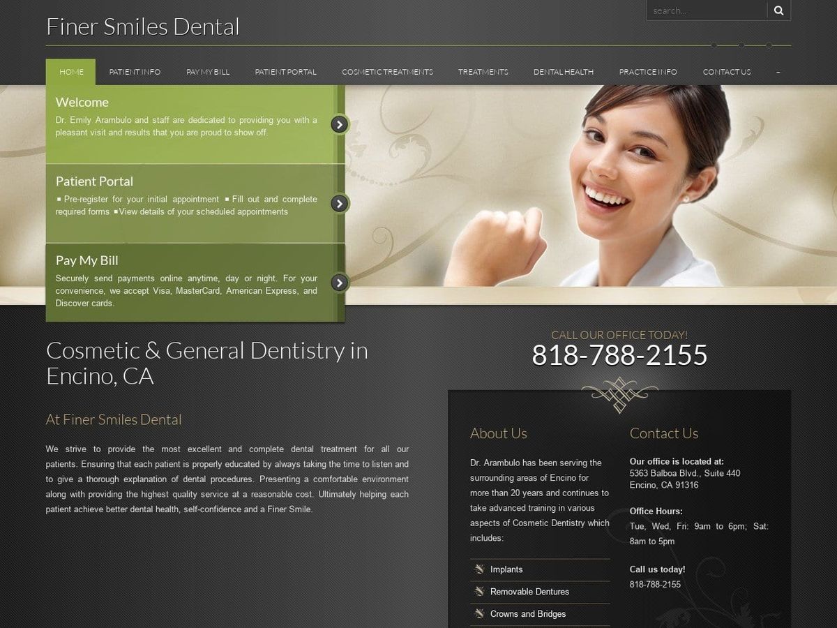 Finer Smiles Dental Practice Website Screenshot from finersmiles.com