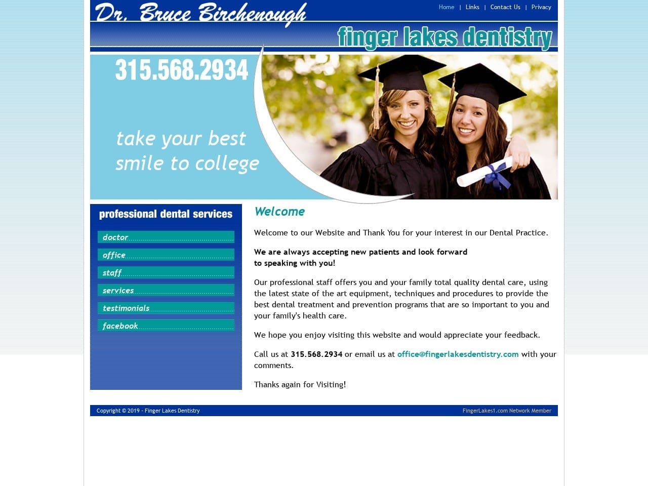 Bruce A Birchenough D.M.D. Dental Services Website Screenshot from fingerlakesdentistry.com