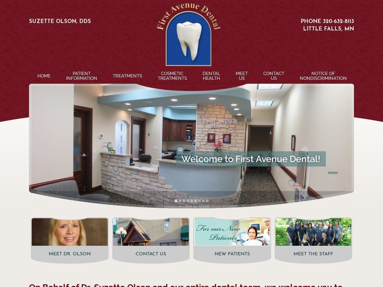 First Avenue Dental Website Screenshot from firstavenuedental.com