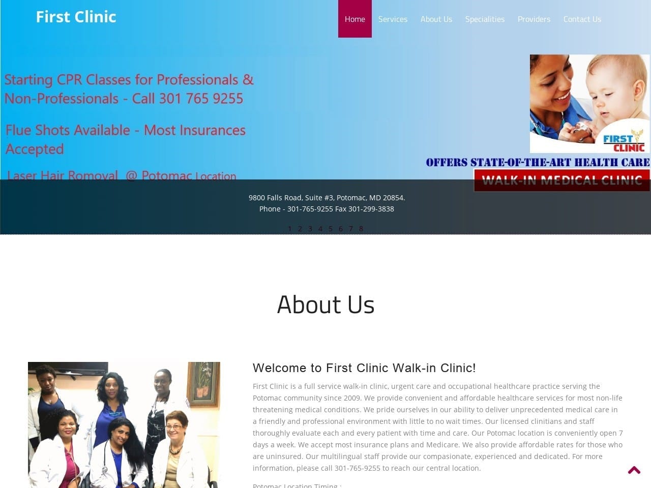 Potomac Village Care Center Website Screenshot from firstclinicllc.com