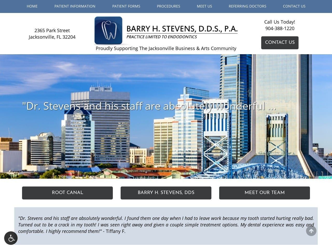Barry H. Stevens DDS Website Screenshot from firstcoastendo.com