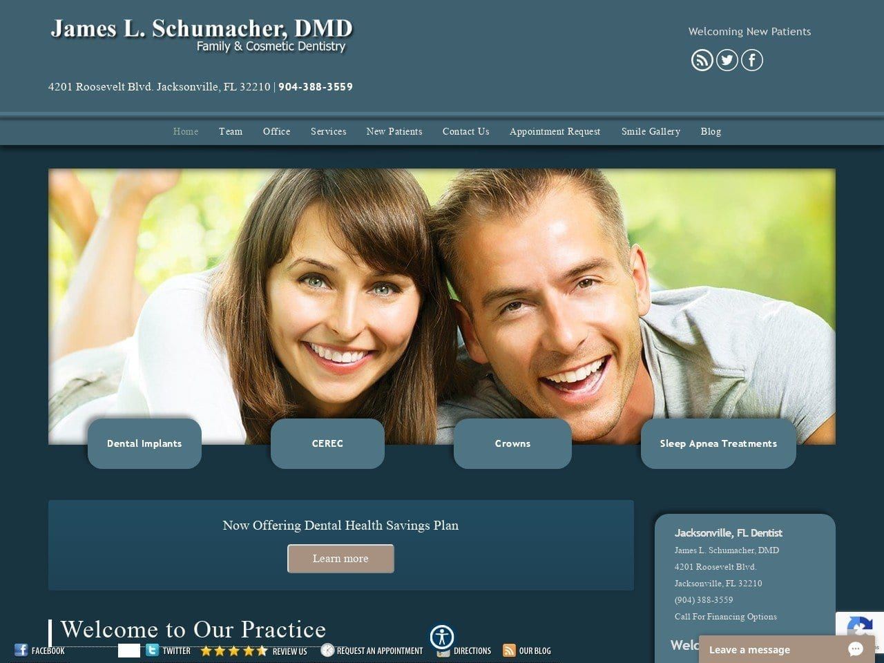 Dr. James L. Schumacher DMD Website Screenshot from firstcoastsmiles.com