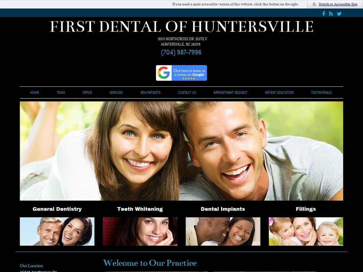 First Dental of Huntersville Website Screenshot from firstdentalofhuntersville.com