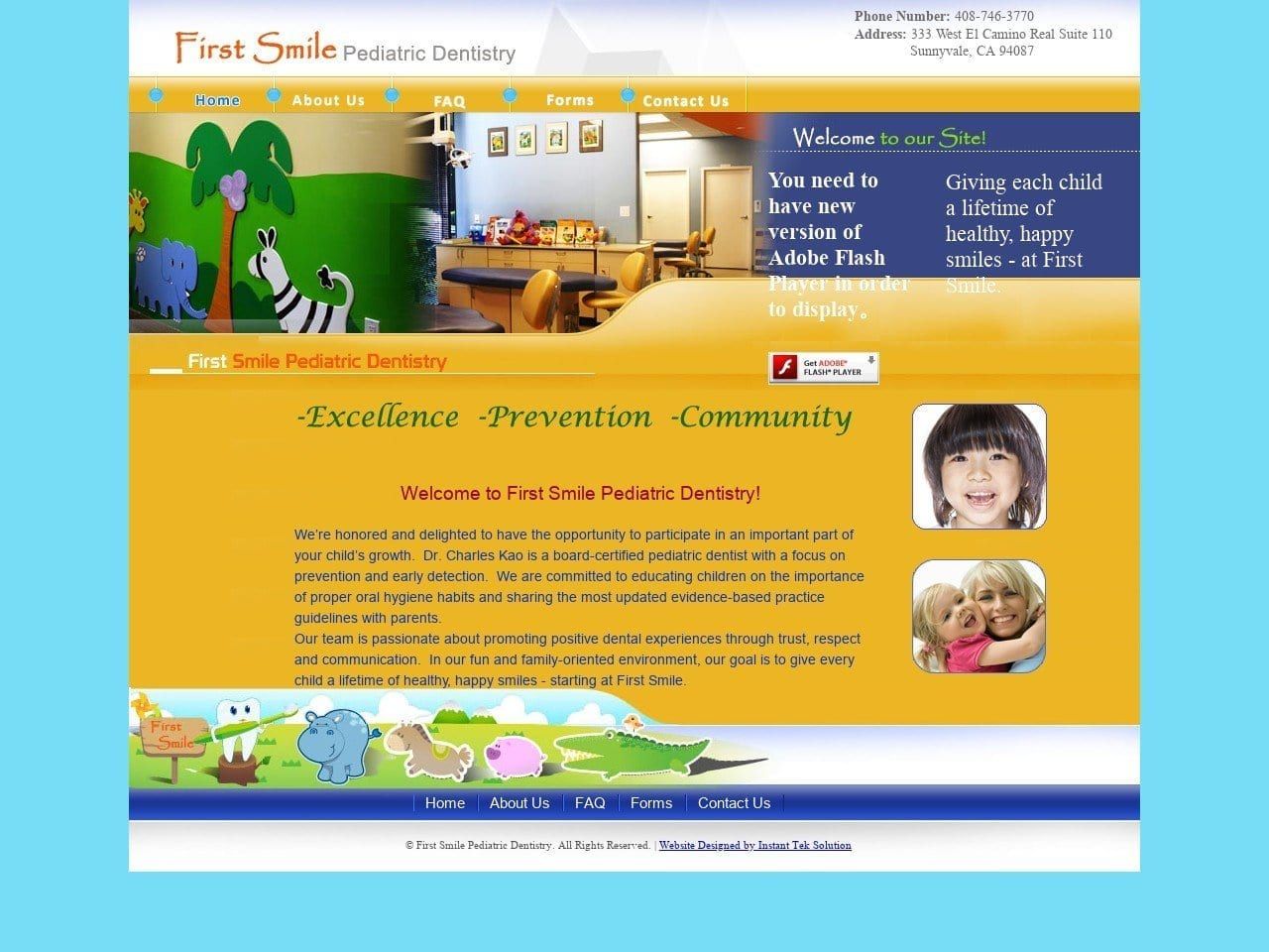 First Smile Pediatric Dentist Website Screenshot from firstsmiledds.com