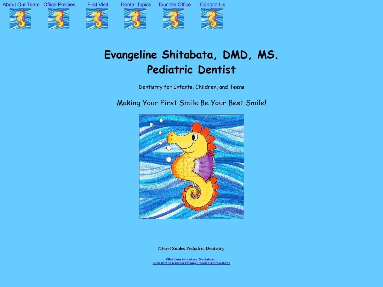 Shitabata Evangeline DDS Website Screenshot from firstsmiles.com