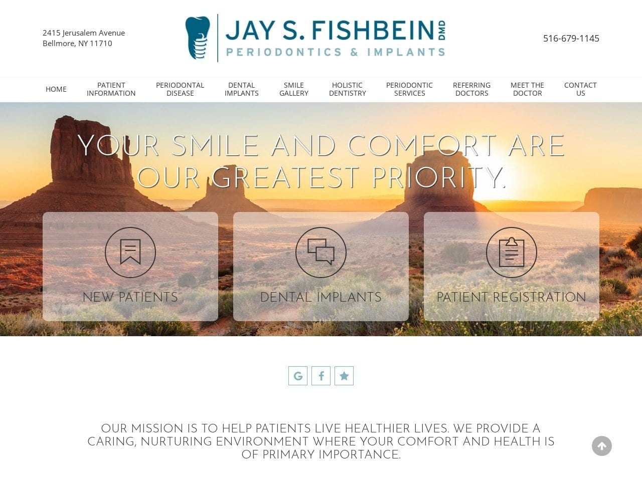 Dr. Jay S. Fishbein DMD Website Screenshot from fishbeinperio.com