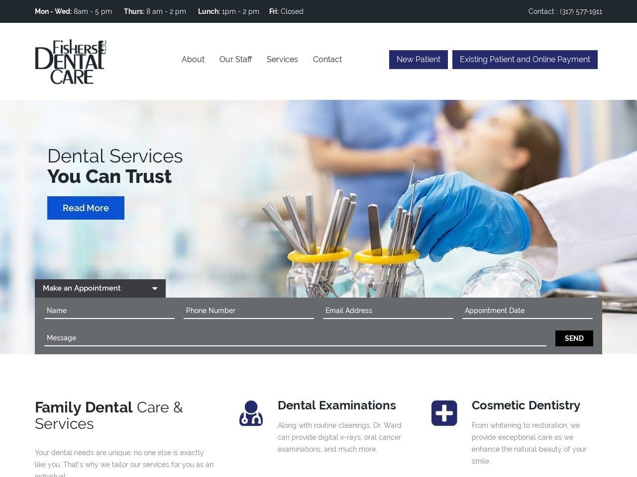 Fishers Dental Care Website Screenshot from fishersdentalcare.com