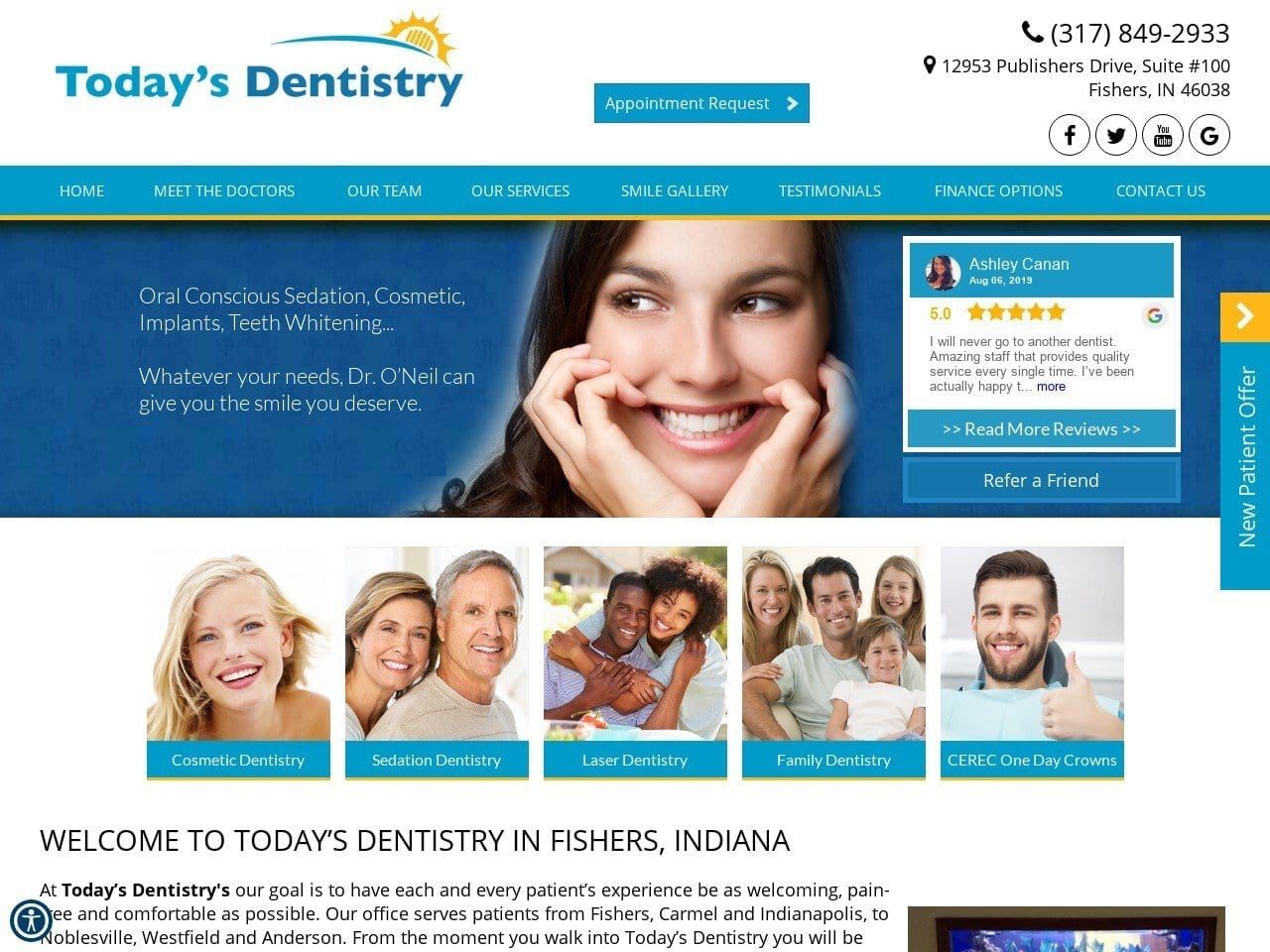 Todays Dentistry ONeil Michael P DDS Website Screenshot from fisherssmiles.com