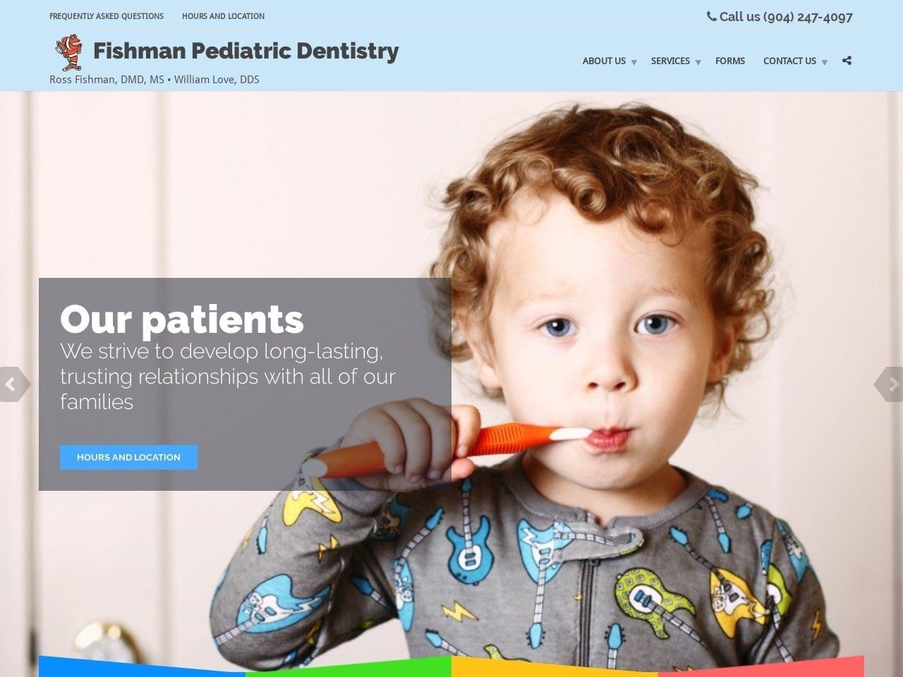 Fishman Pediatric Dentist Website Screenshot from fishmanpediatrics.com