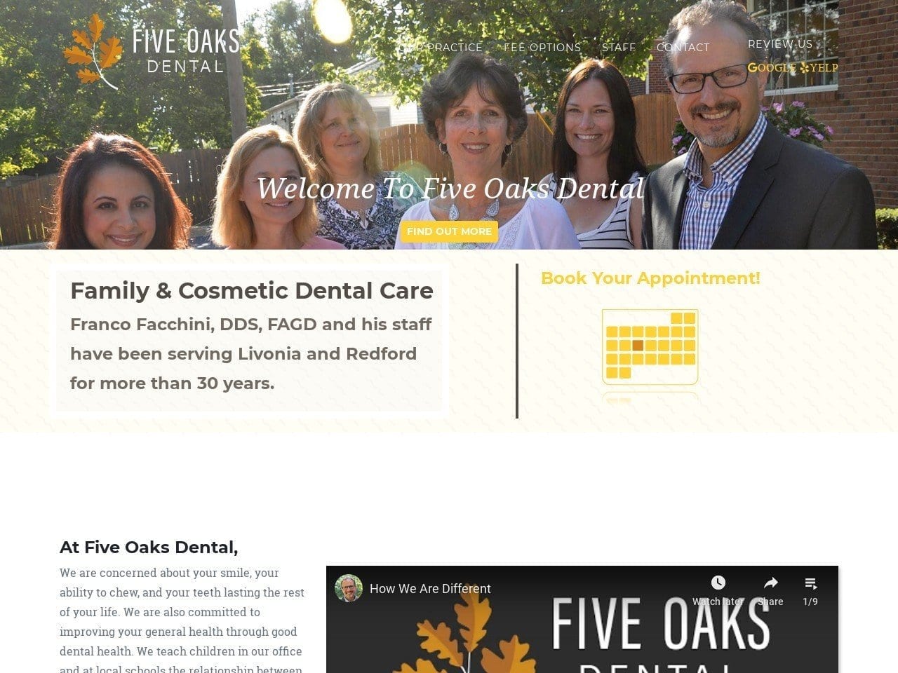 Five Oaks Dental Website Screenshot from fiveoaksdental.com