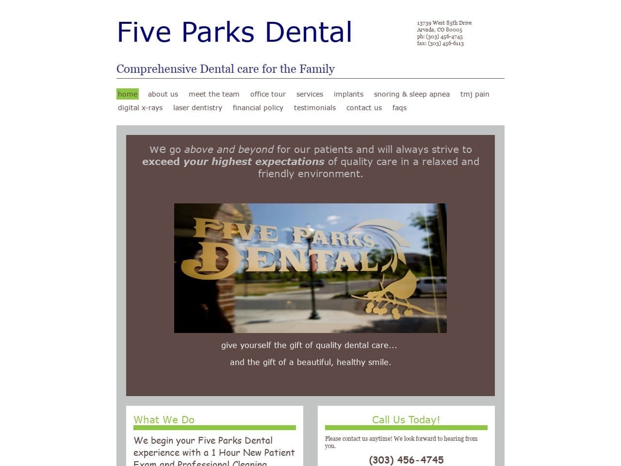 Five Parks Dental Website Screenshot from fiveparksdental.com