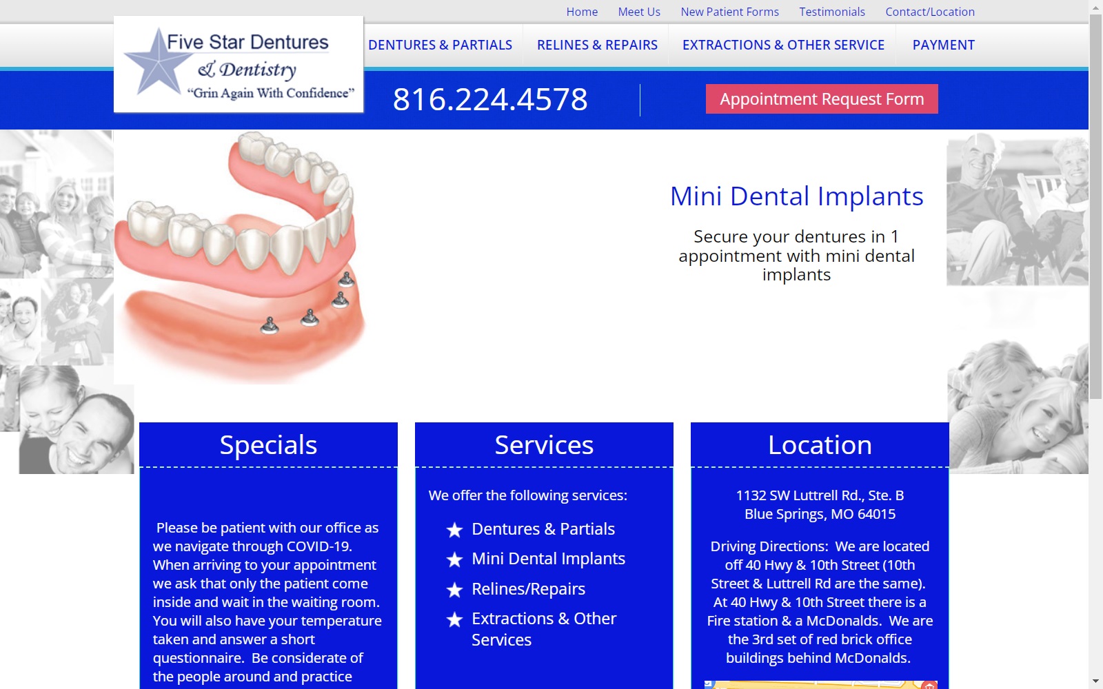 fivestardentures.com screenshot