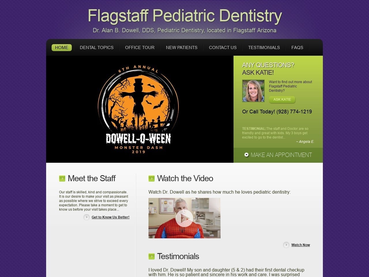 Dr. Alan B. Dowell DDS Website Screenshot from flagstaffpediatricdentistry.com