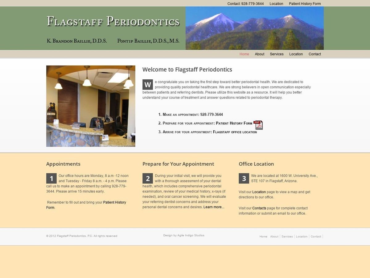 Flagstaff Periodontics PC Website Screenshot from flagstaffperiodontics.com