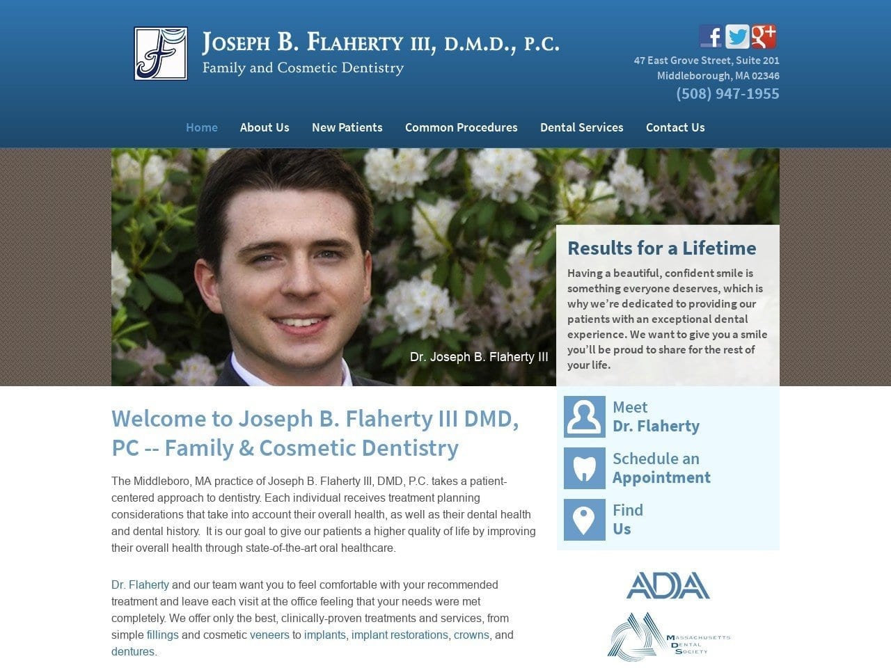 Joseph B. Flaherty III DMD P.C. Website Screenshot from flahertydmd.com