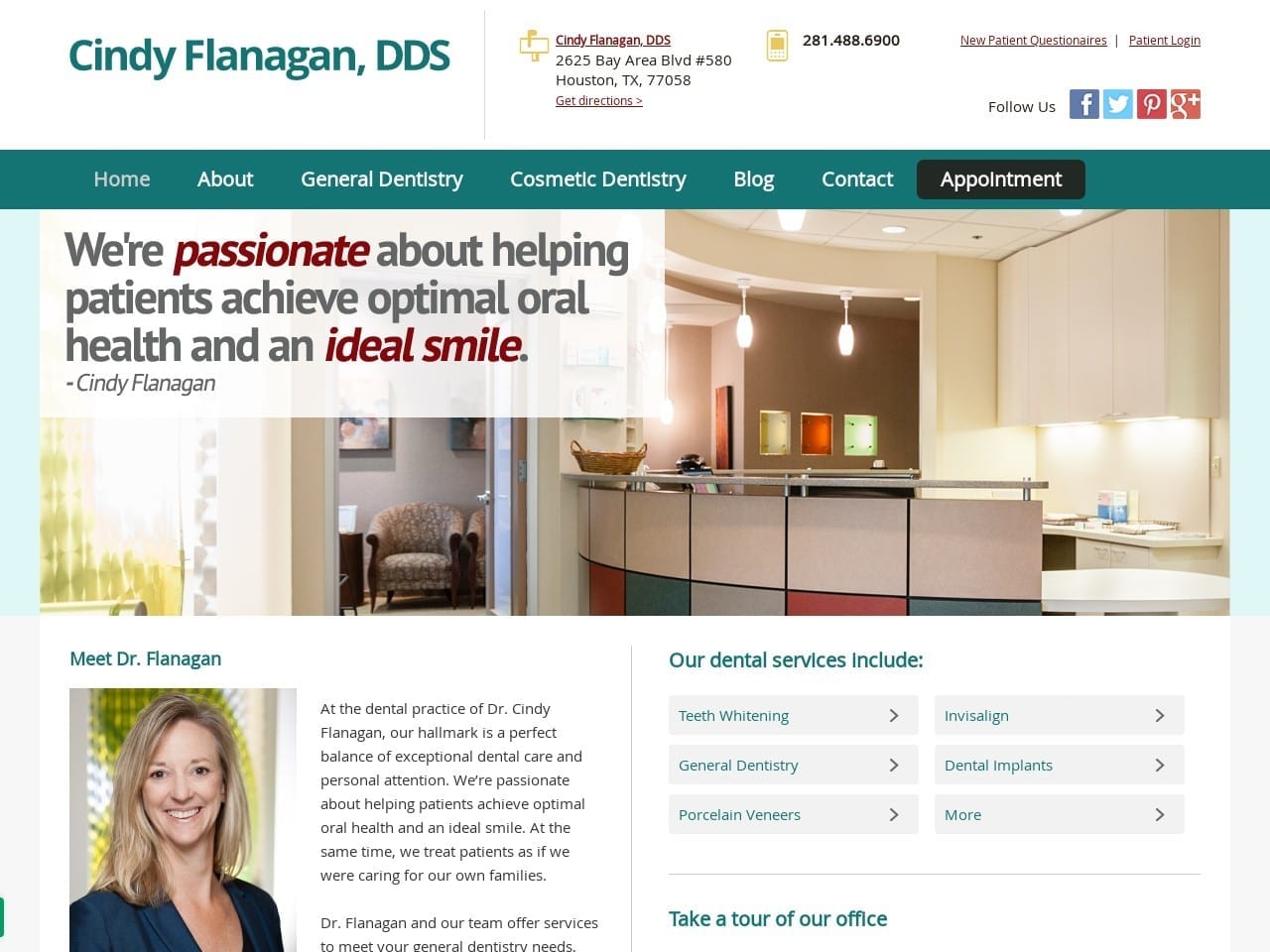 Cindy Flanagan DDS Website Screenshot from flanagansmiles.com