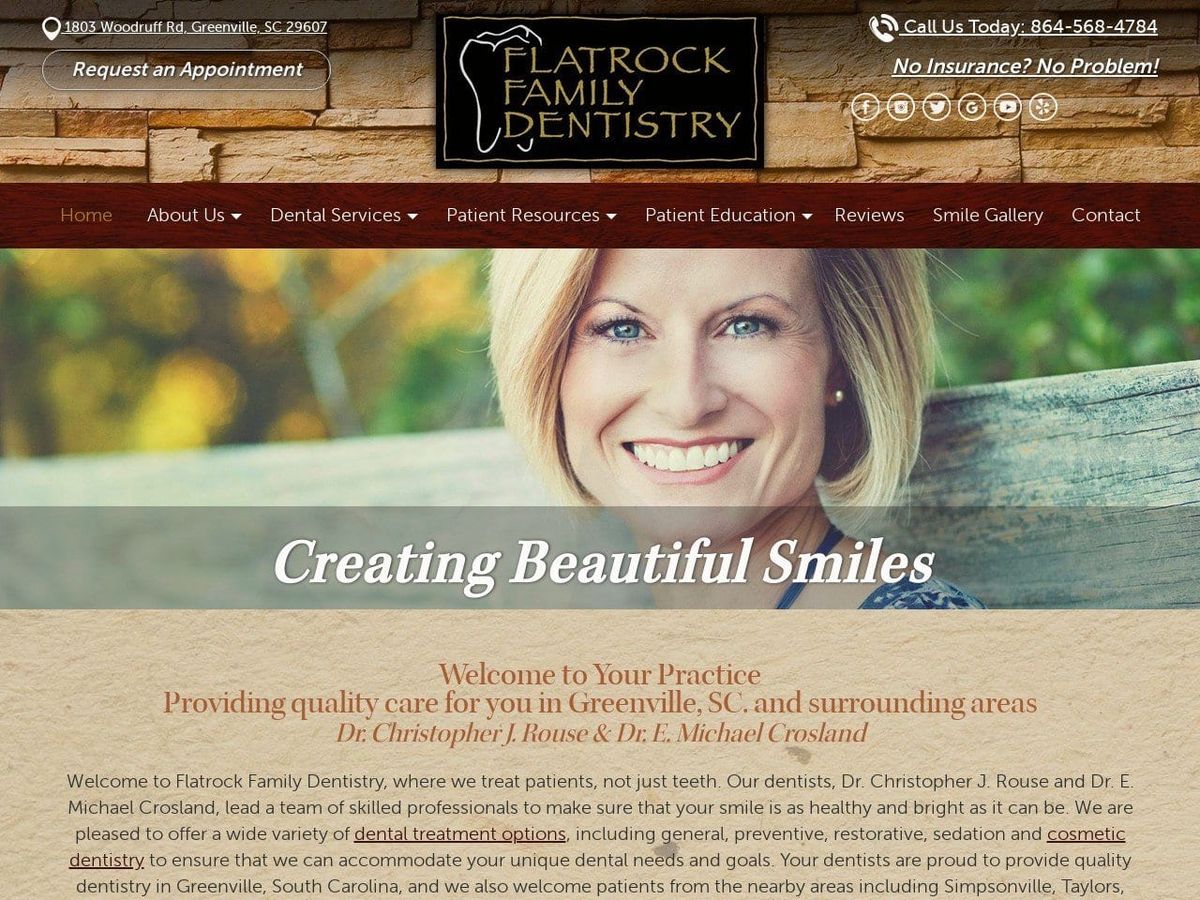 Flatrock Family Dentist Website Screenshot from flatrockfamilydentistry.com