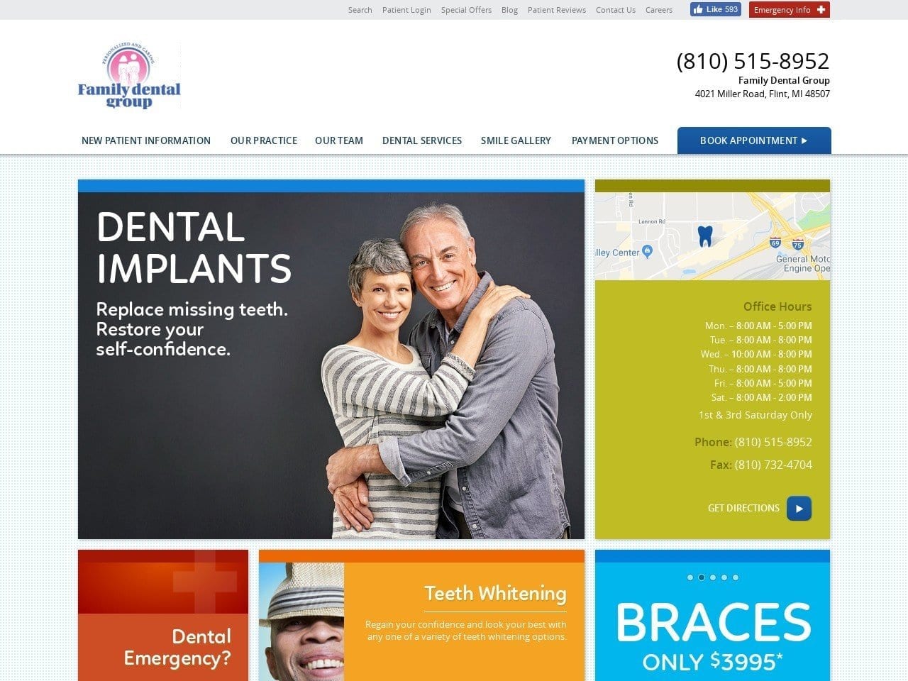 Family Dental Group Website Screenshot from flintfamilydentist.com