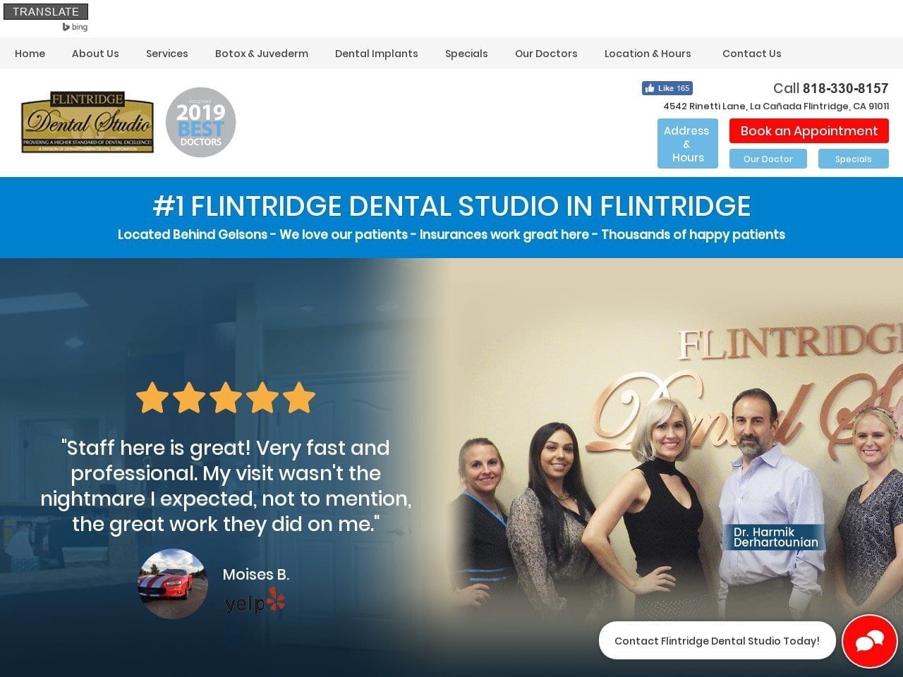 Flintridge Dental Studio Website Screenshot from flintridgedentalstudio.com