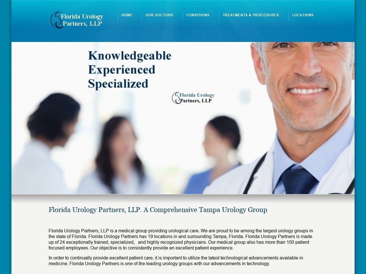 Tampa Urology Website Screenshot from floridaurologypartners.com