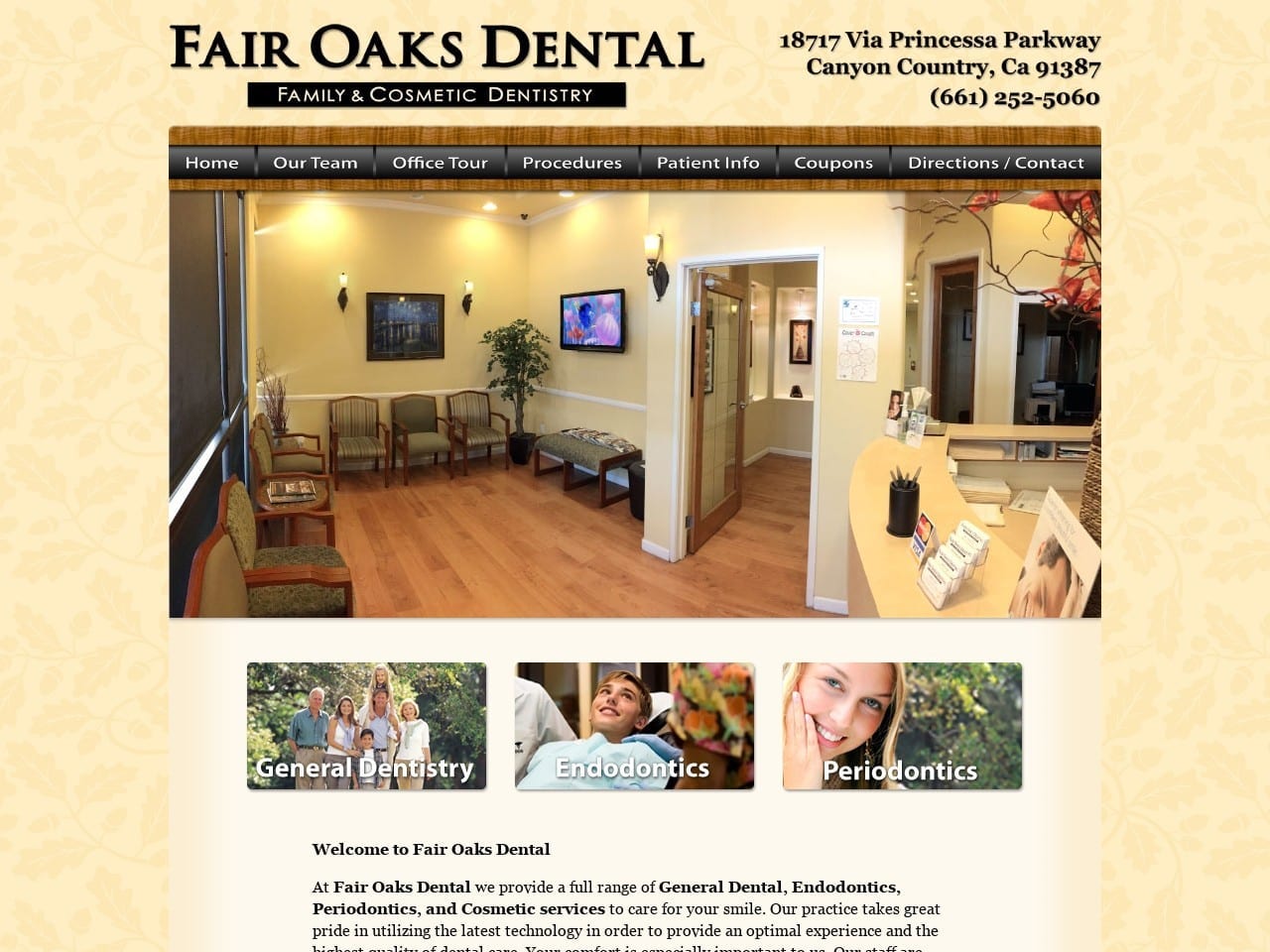 Fair Oaks Dental Website Screenshot from fodental.com