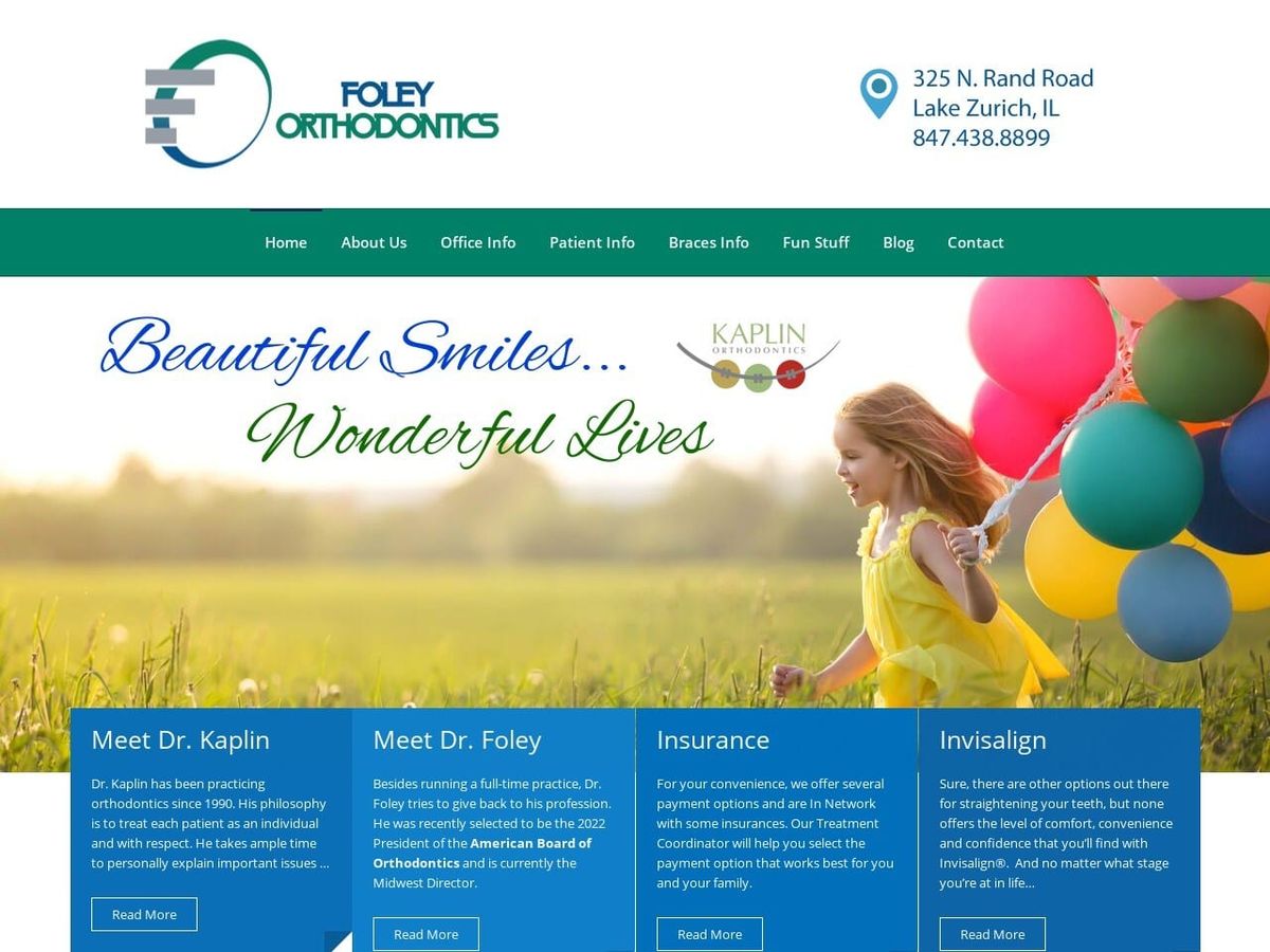 Foley Orthodontics Website Screenshot from foleyorthodontics.com