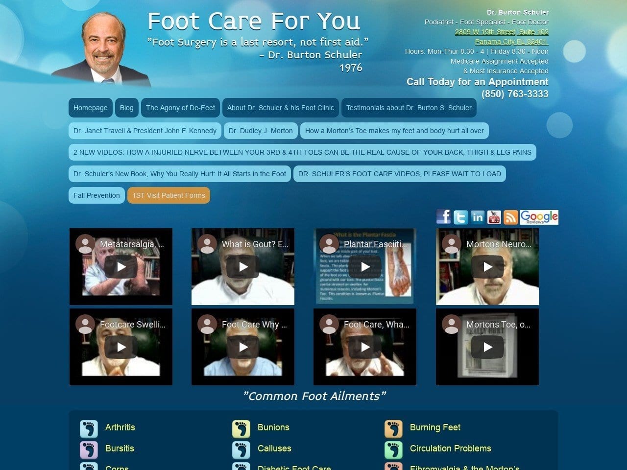 Dr. Burton S. Schuler Website Screenshot from footcare4u.com