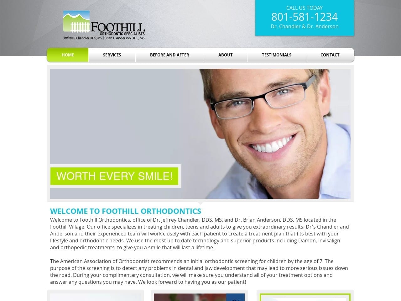 Foothill Orthodontic Specialists Chandler Jeffrey Website Screenshot from foothillortho.com