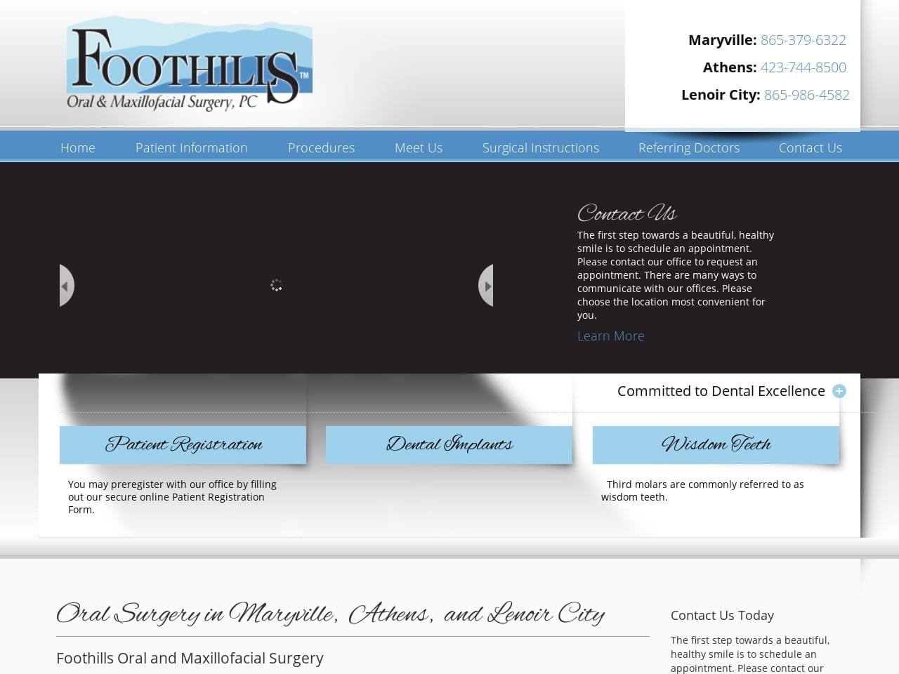 Foothills Oral Dentist Website Screenshot from foothillsoms.net