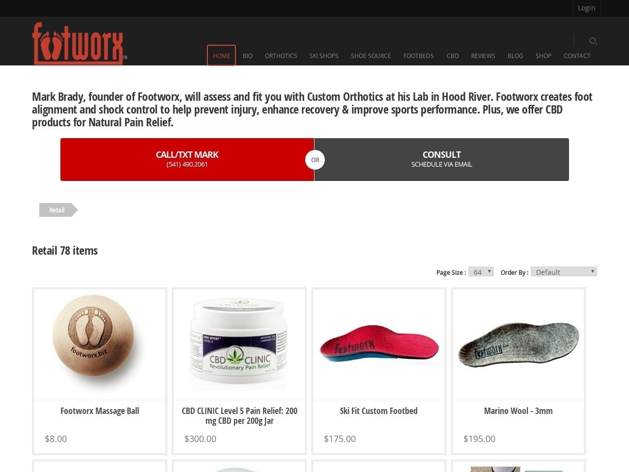 Footworx Orthotics Website Screenshot from footworx.biz