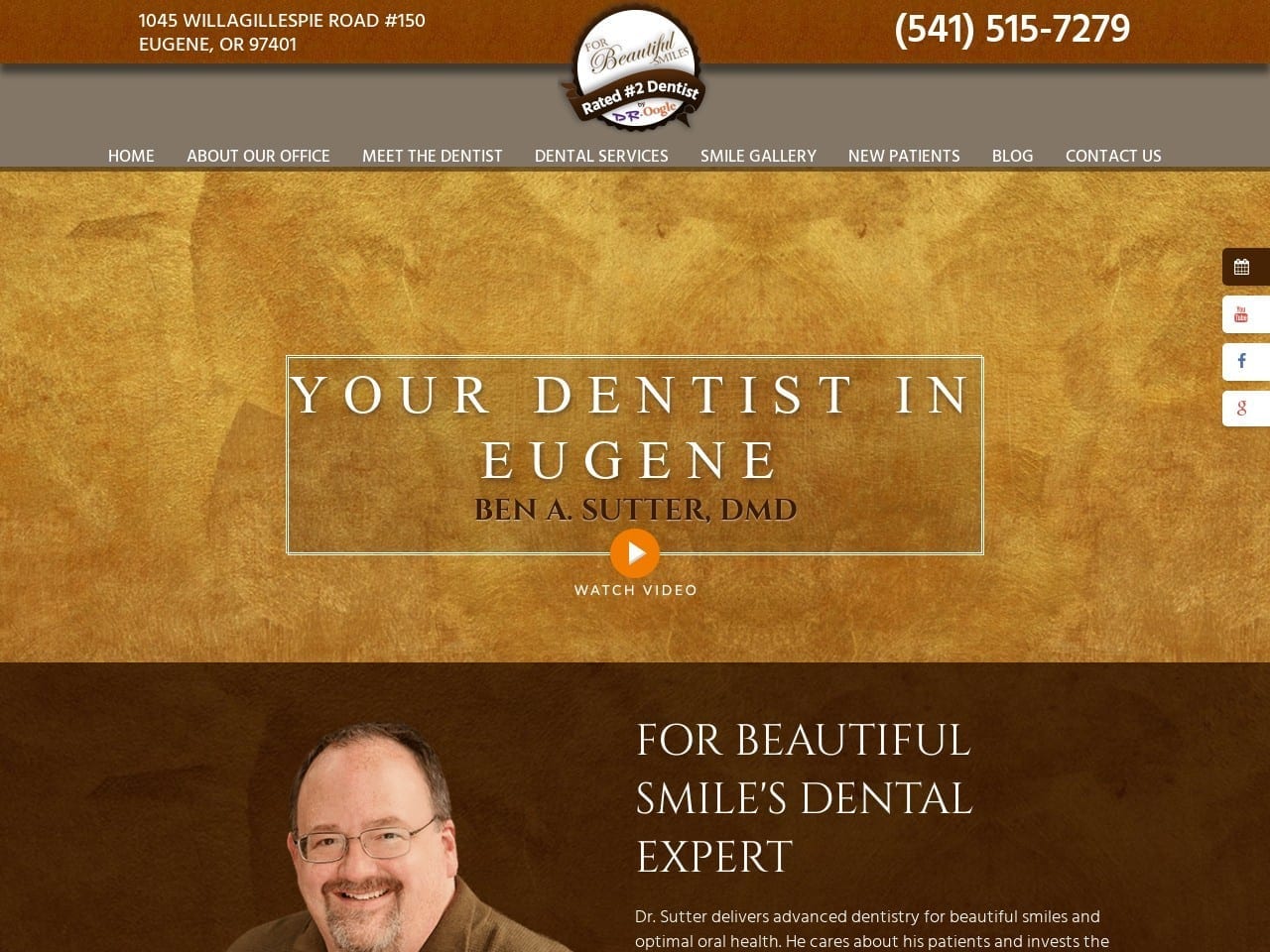 Dr. Ben A. Sutter Website Screenshot from forbeautifulsmiles.com