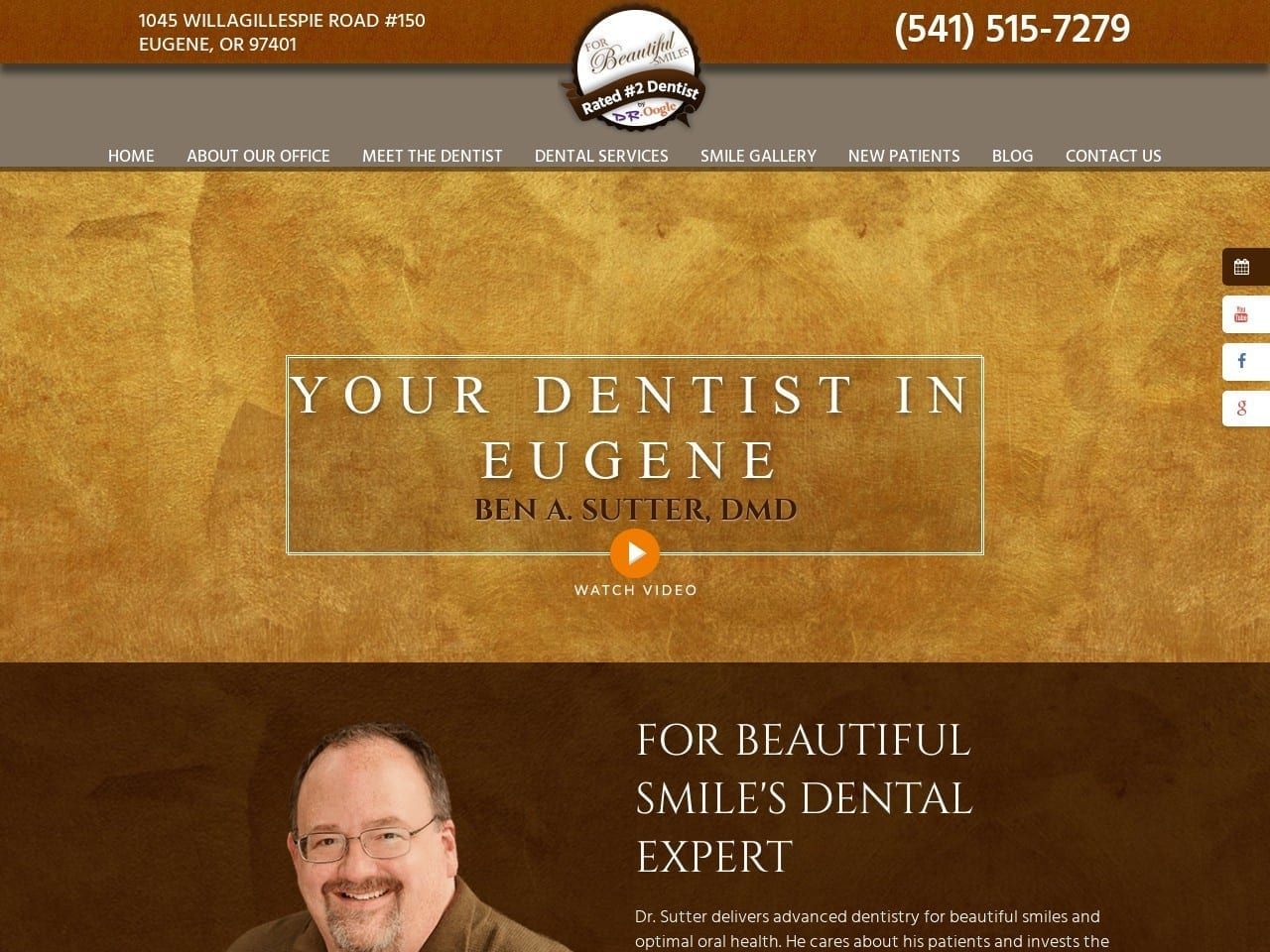 Dr. Ben A. Sutter Website Screenshot from forbeautifulsmiles.com