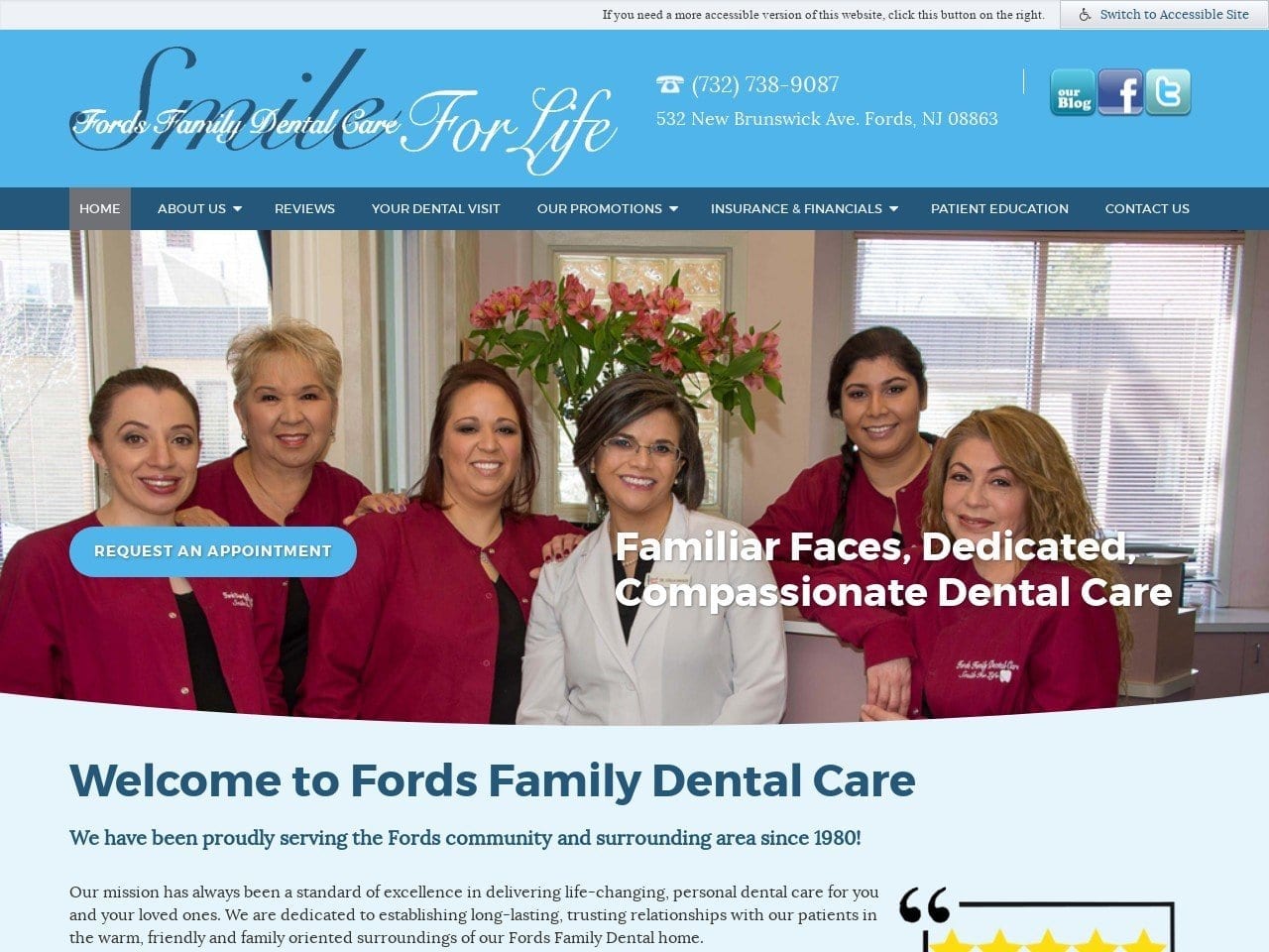 Family Dental Care Website Screenshot from fordsfamilydental.com