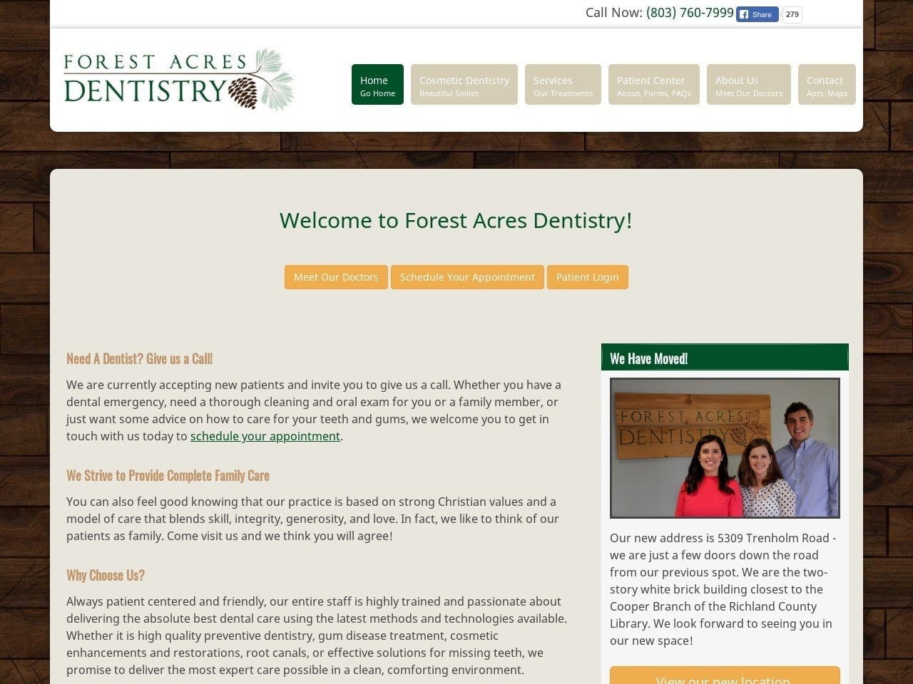 Forest Acres Dentist Website Screenshot from forestacresdentistry.com