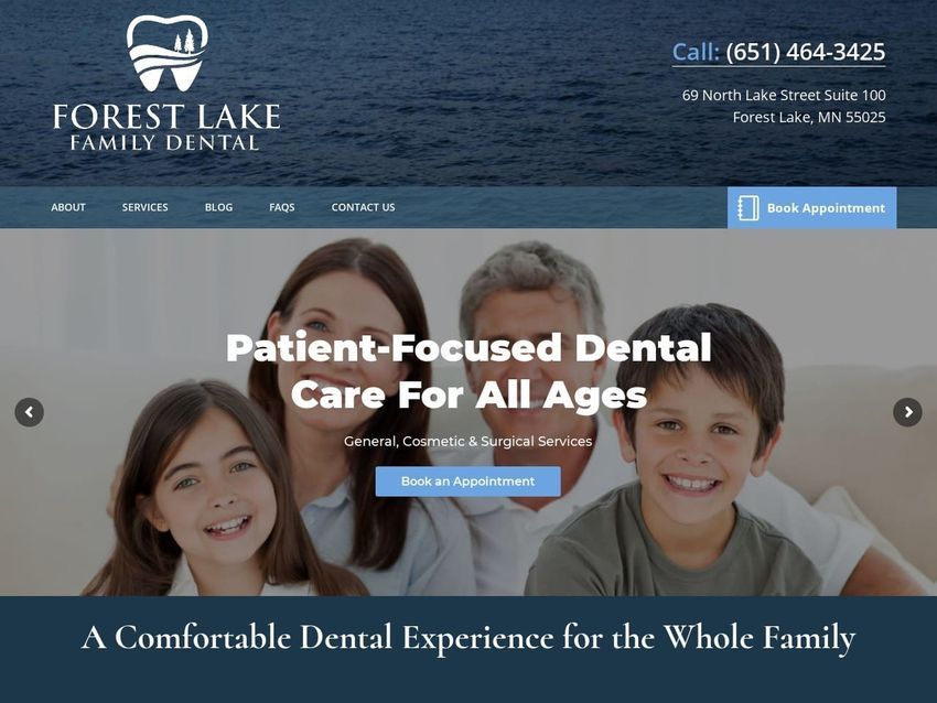 Forestlake Family Dental Website Screenshot from forestlakefamilydental.com
