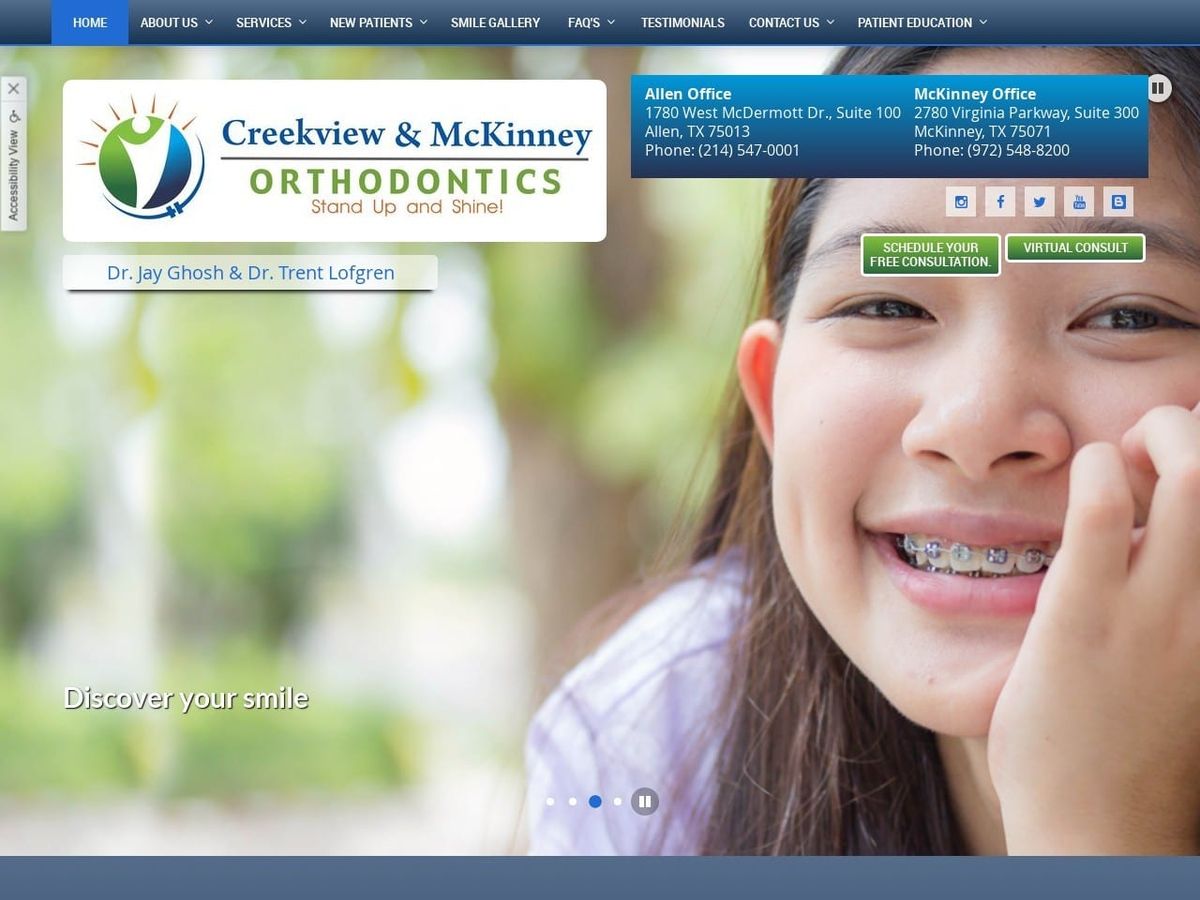 McKinney Orthodontics Website Screenshot from forgreatsmiles.com