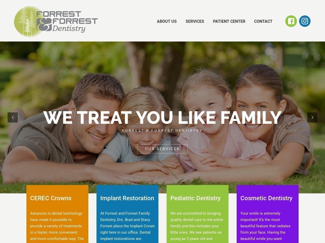 Forrest/Forrest Family Dentist Website Screenshot from forrestandforrest.com