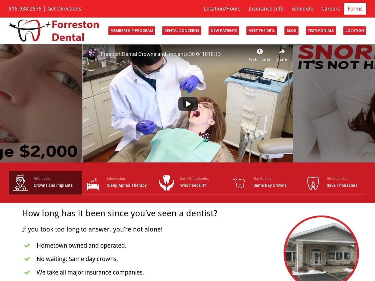 Forreston Dental Website Screenshot from forrestondental.com