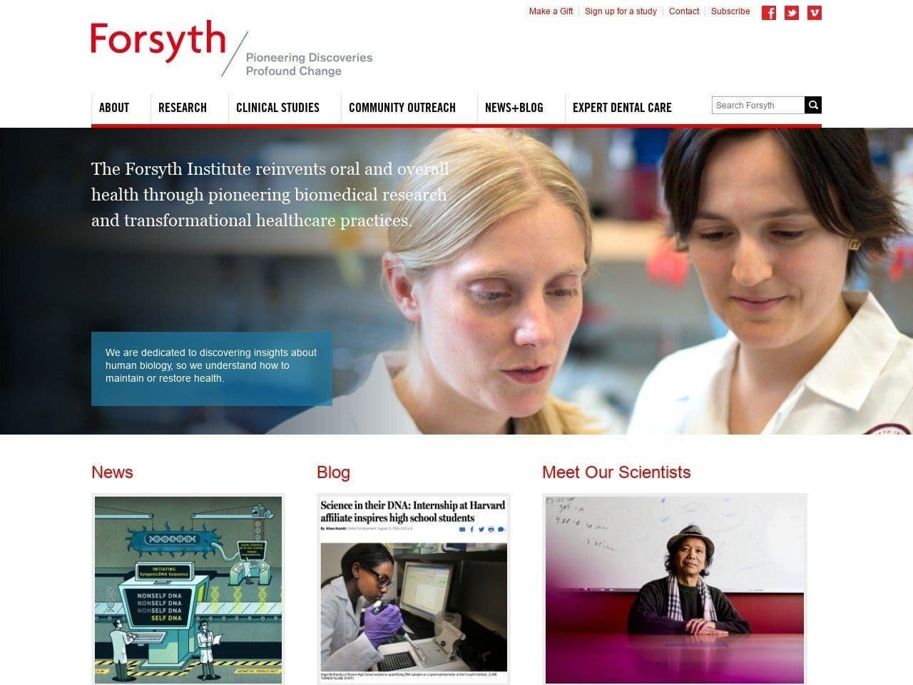 Forsyth Faculty Associates Website Screenshot from forsyth.org
