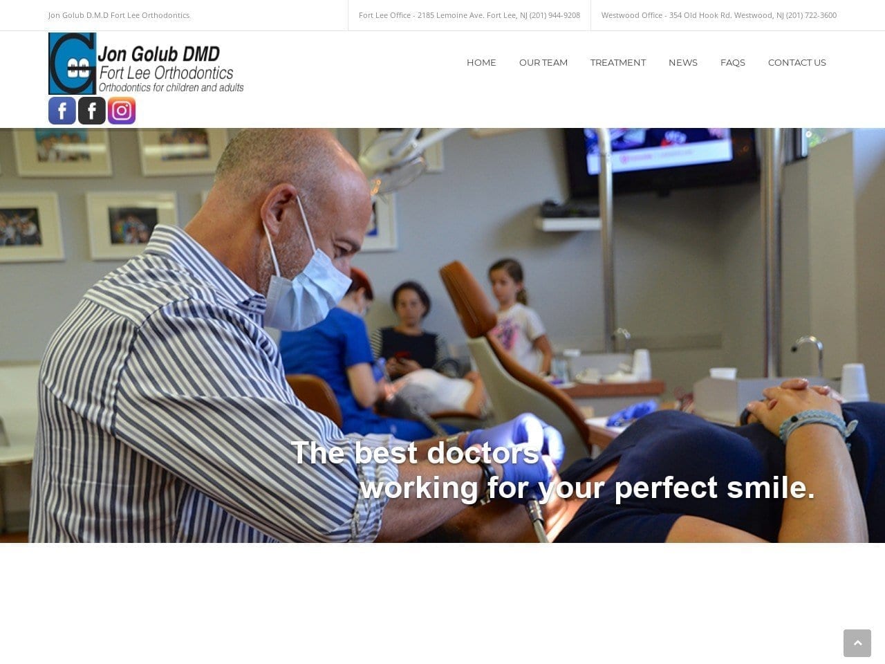 Fort Lee Orthodontic Assoc. Jon Golub DMD Website Screenshot from fortleeortho.com