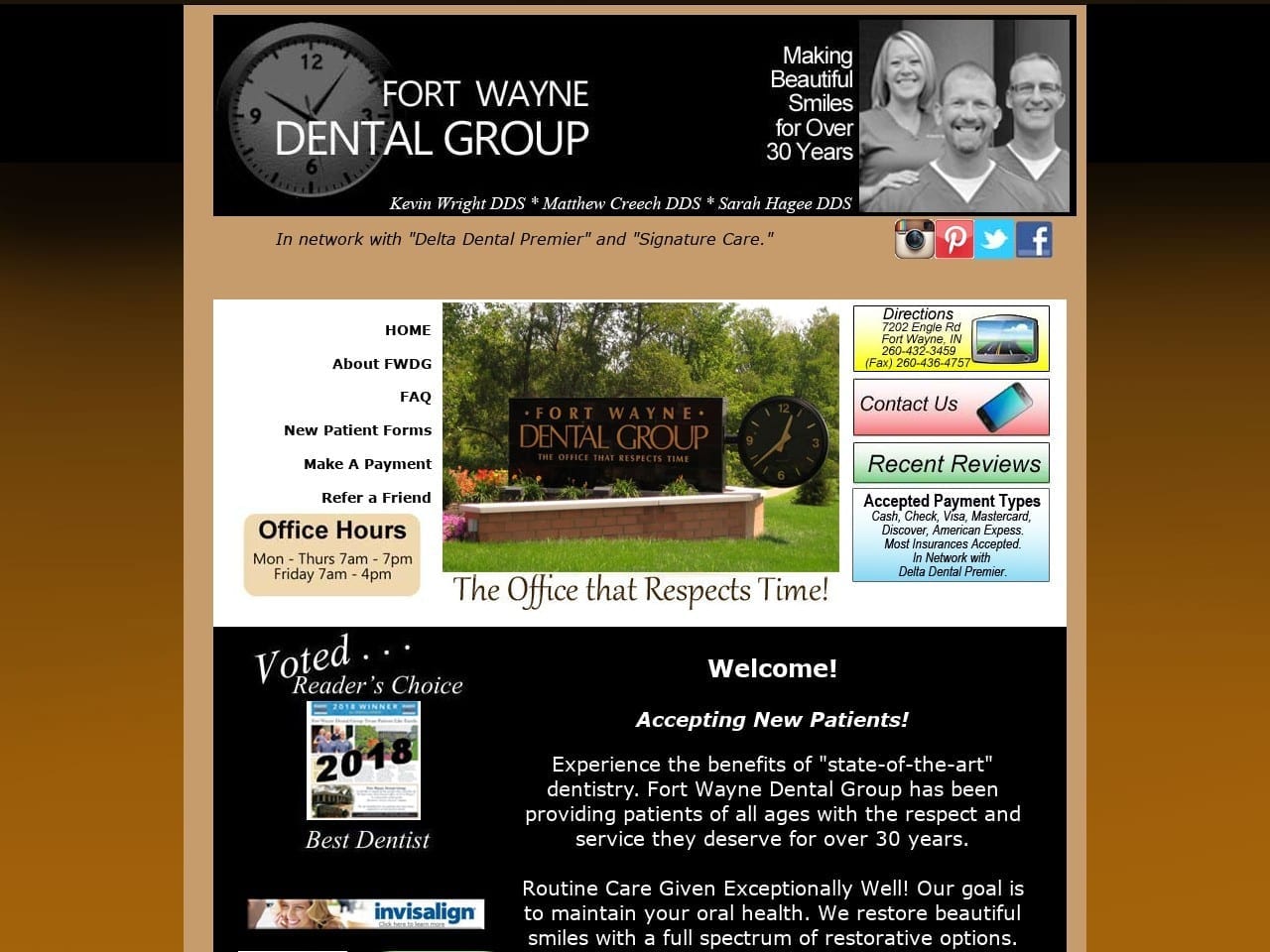 Fort Wayne Dental Group Website Screenshot from fortwaynedentalgroup.com