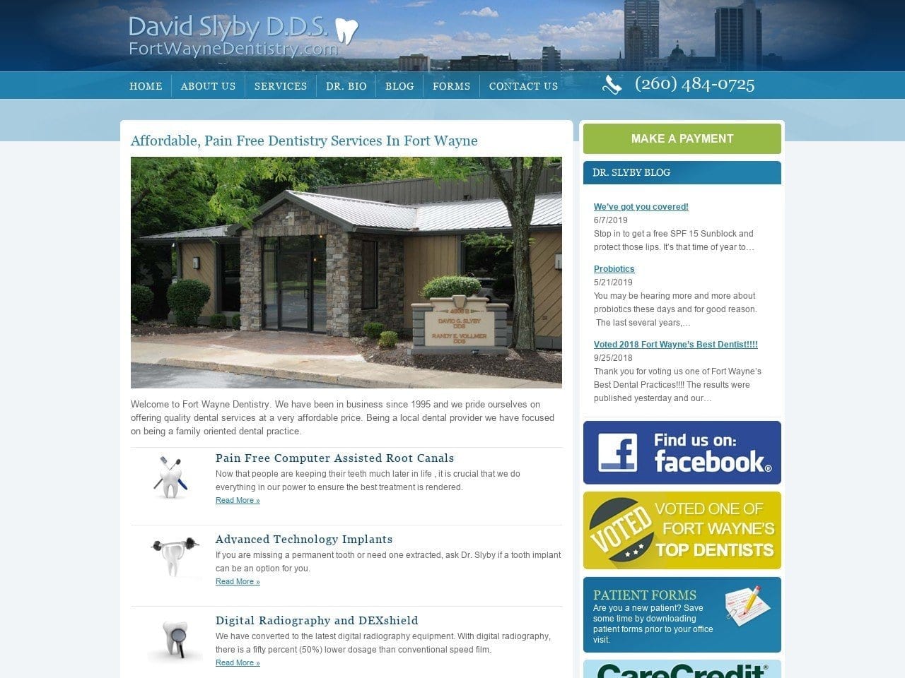 Dr. David G. Slyby DDS Website Screenshot from fortwaynedentistry.com