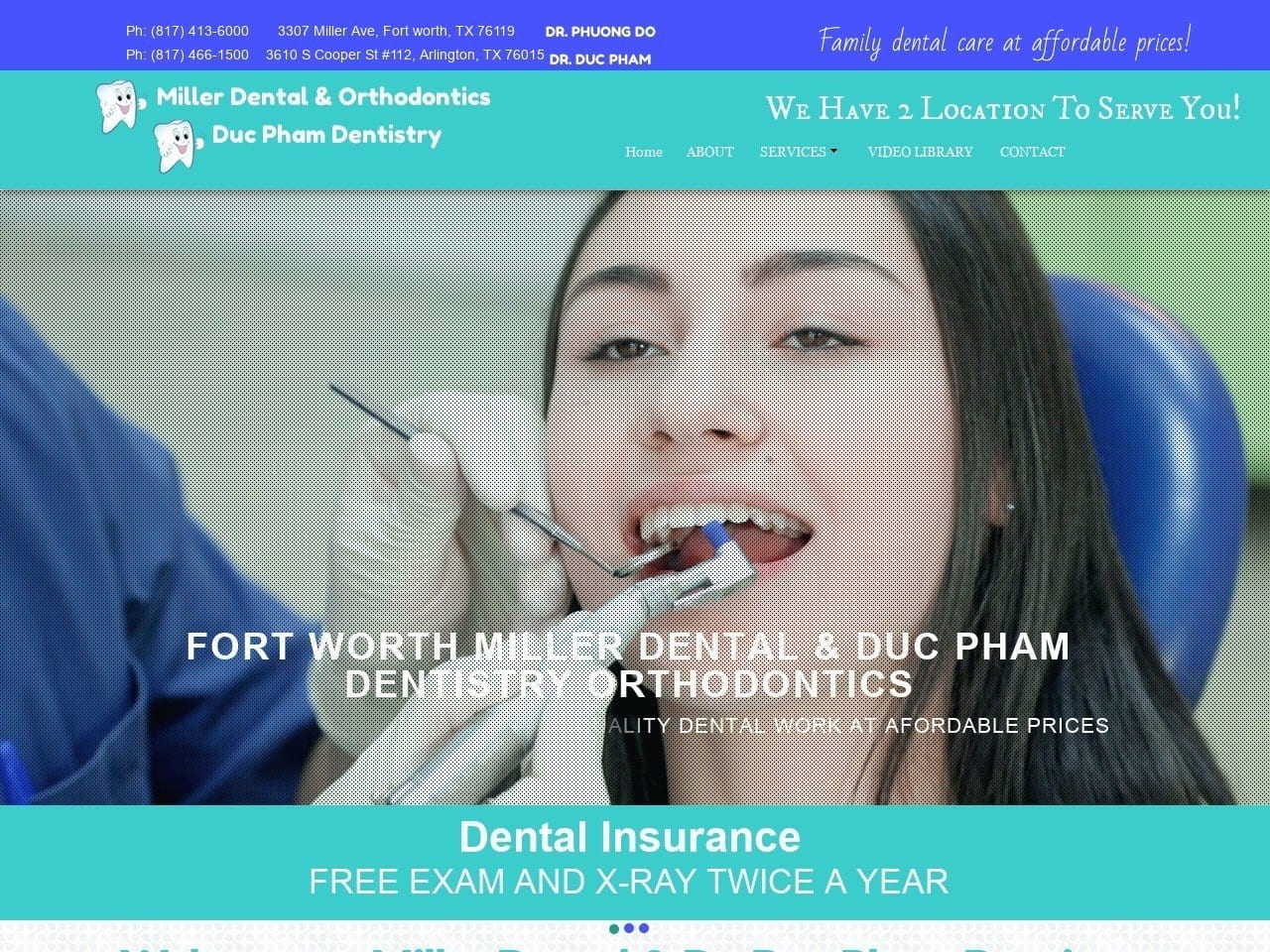 Miller Dental Dentist Website Screenshot from fortworthmillerdental.com