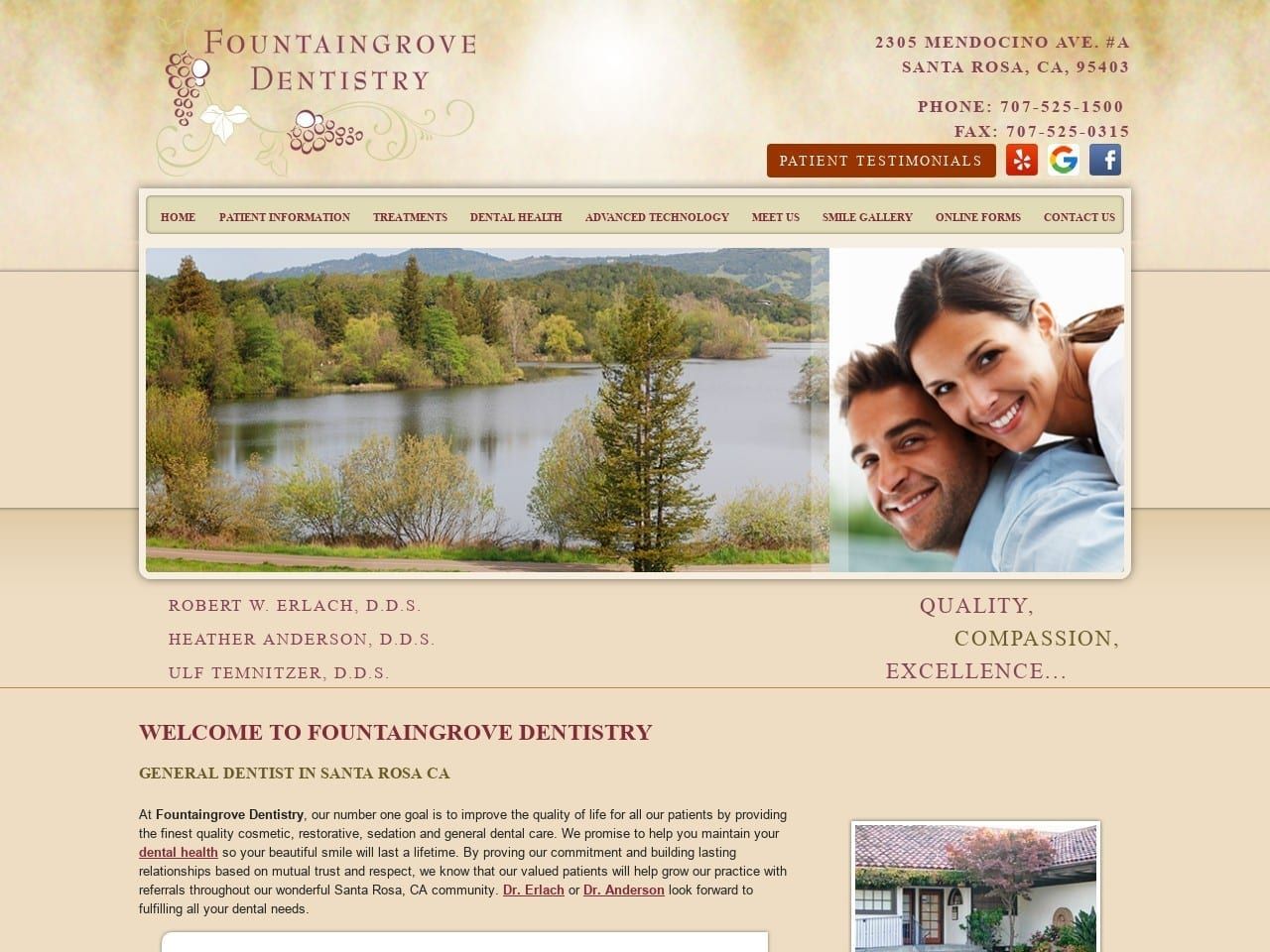 Fountaingrove Dentist Website Screenshot from fountaingrovedentistry.com