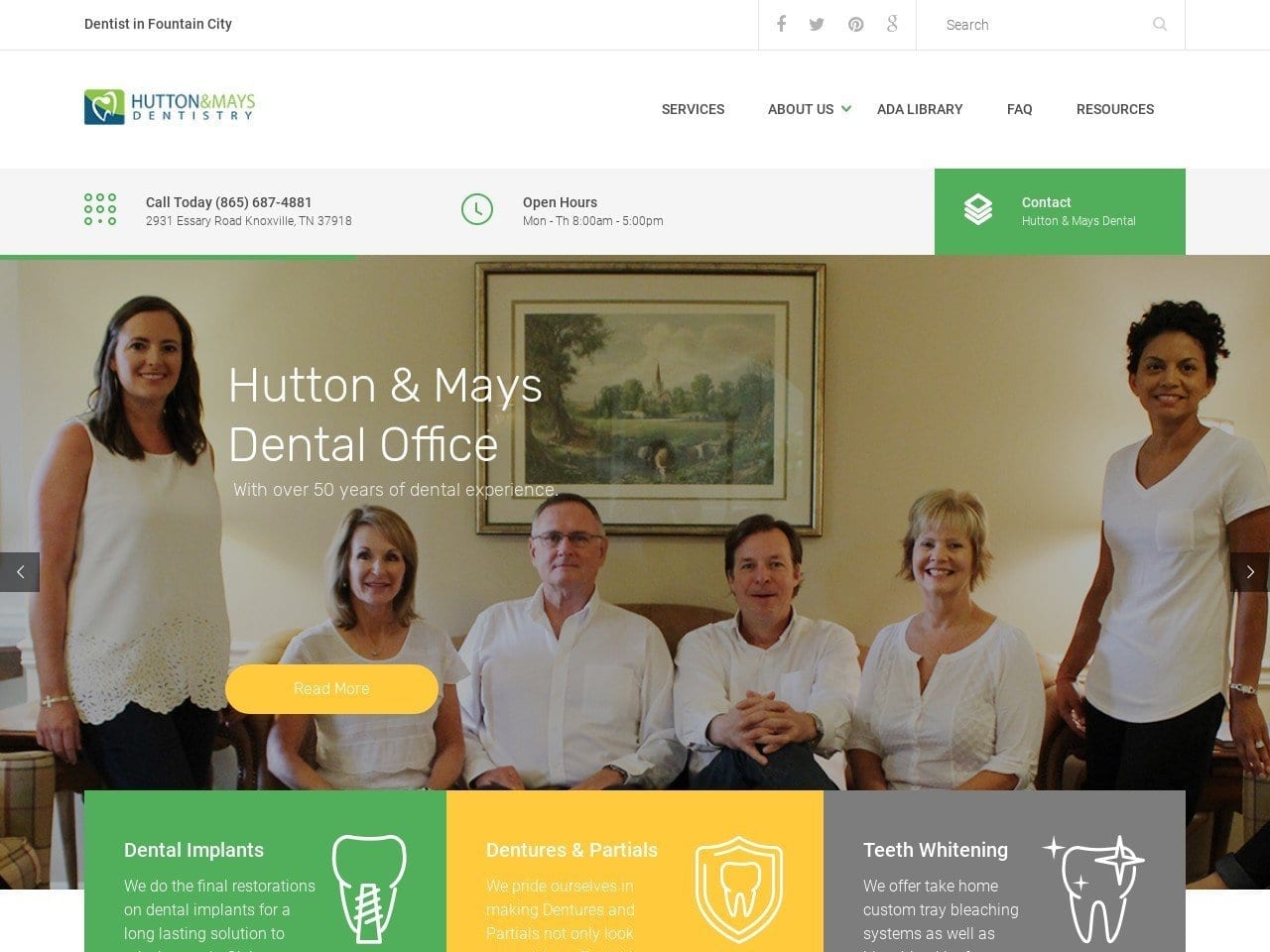 Hutton Hutton & Mays Mays Julian DDS Website Screenshot from fountainheaddental.com