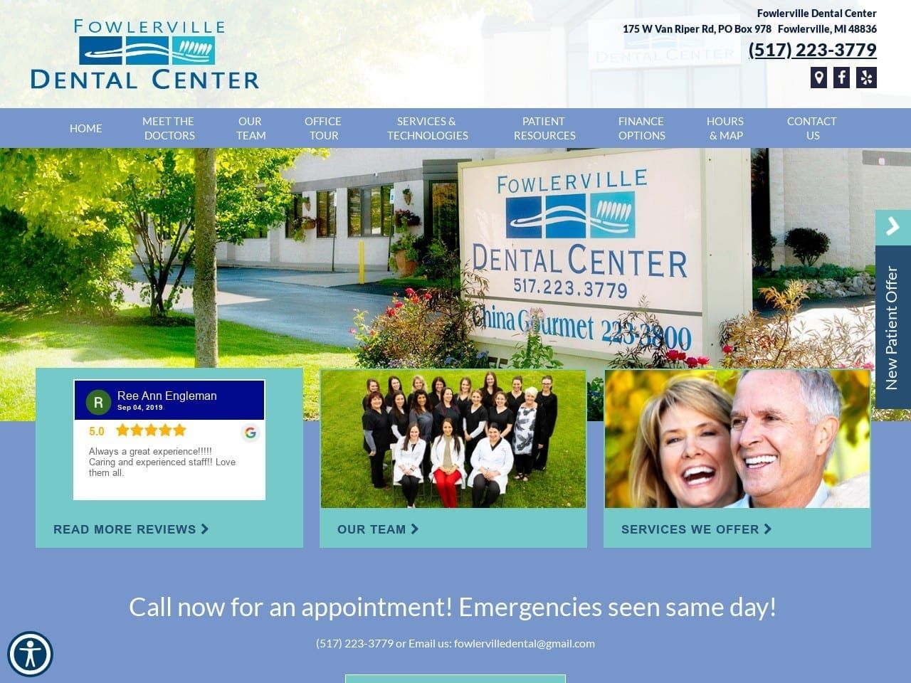 Fowlerville Dental Center Website Screenshot from fowlervilledental.com