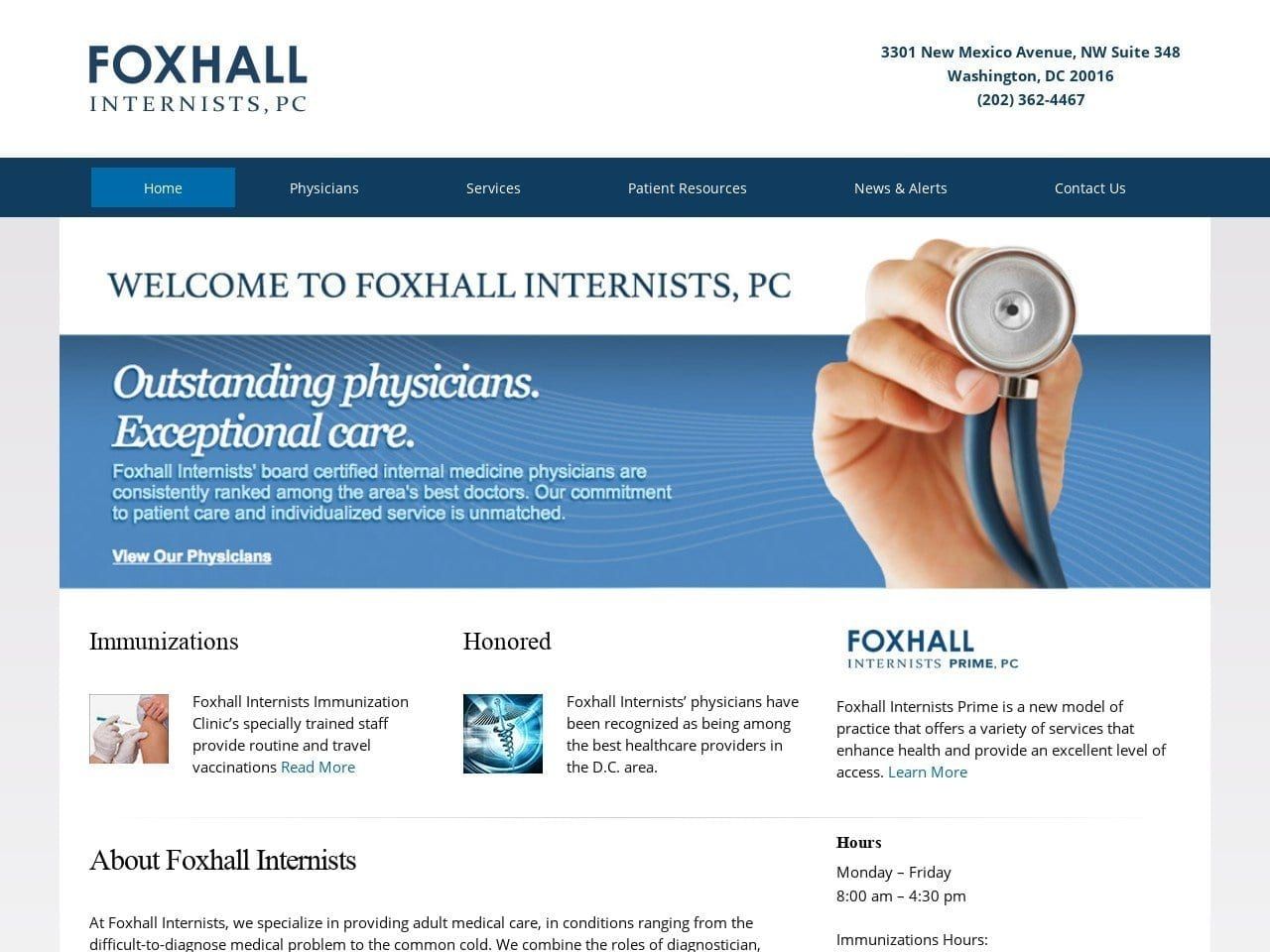Foxhall Internists Website Screenshot from foxhallinternists.com